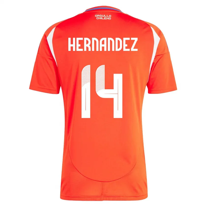 Danxen Män Chile Leandro Hernández #14 Röd Hemmatröja Matchtröjor 24-26 Tröjor T-Tröja