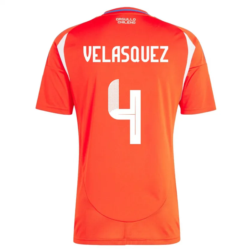 Danxen Män Chile Lucas Velásquez #4 Röd Hemmatröja Matchtröjor 24-26 Tröjor T-Tröja