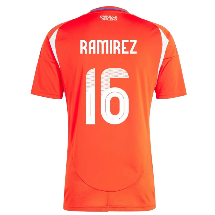 Danxen Män Chile Vicente Ramírez #16 Röd Hemmatröja Matchtröjor 24-26 Tröjor T-Tröja