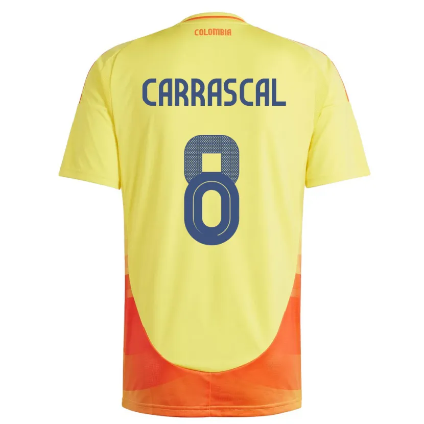 Danxen Män Colombia Jorge Carrascal #8 Gul Hemmatröja Matchtröjor 24-26 Tröjor T-Tröja