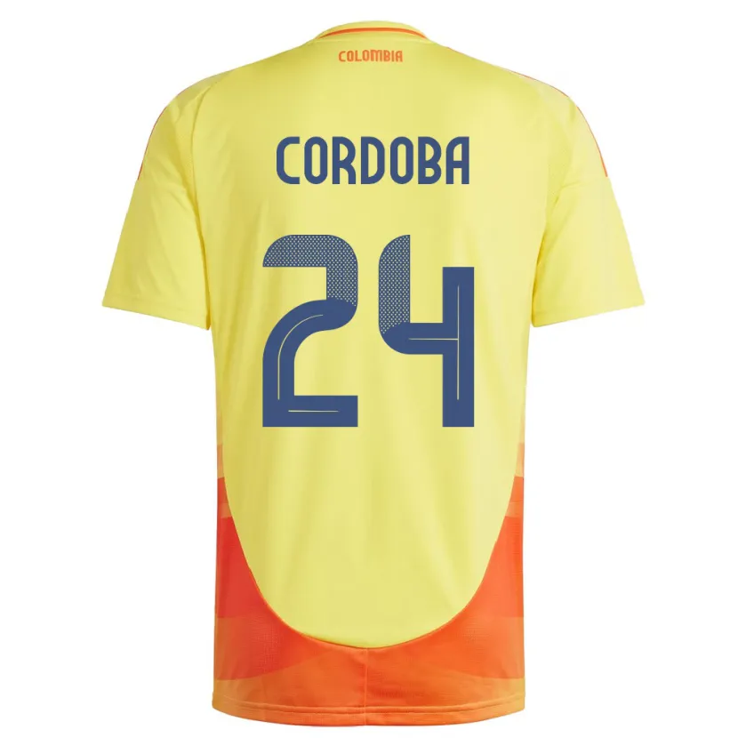 Danxen Män Colombia Jhon Córdoba #24 Gul Hemmatröja Matchtröjor 24-26 Tröjor T-Tröja