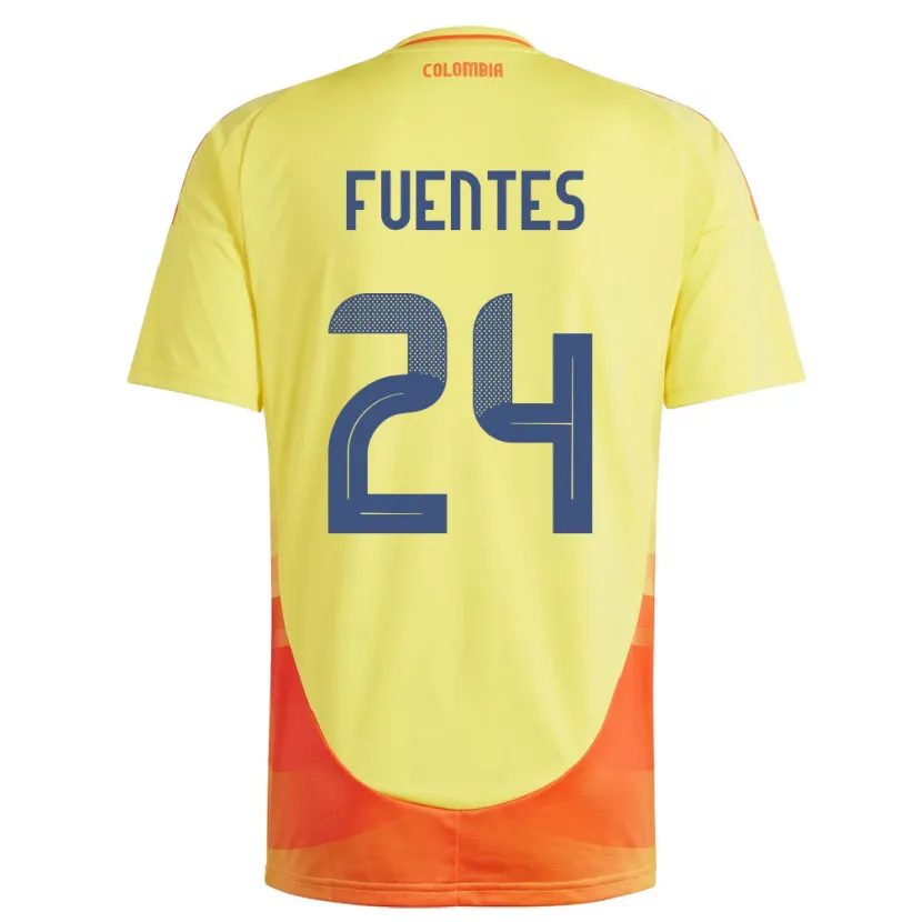 Danxen Män Colombia Gabriel Fuentes #24 Gul Hemmatröja Matchtröjor 24-26 Tröjor T-Tröja