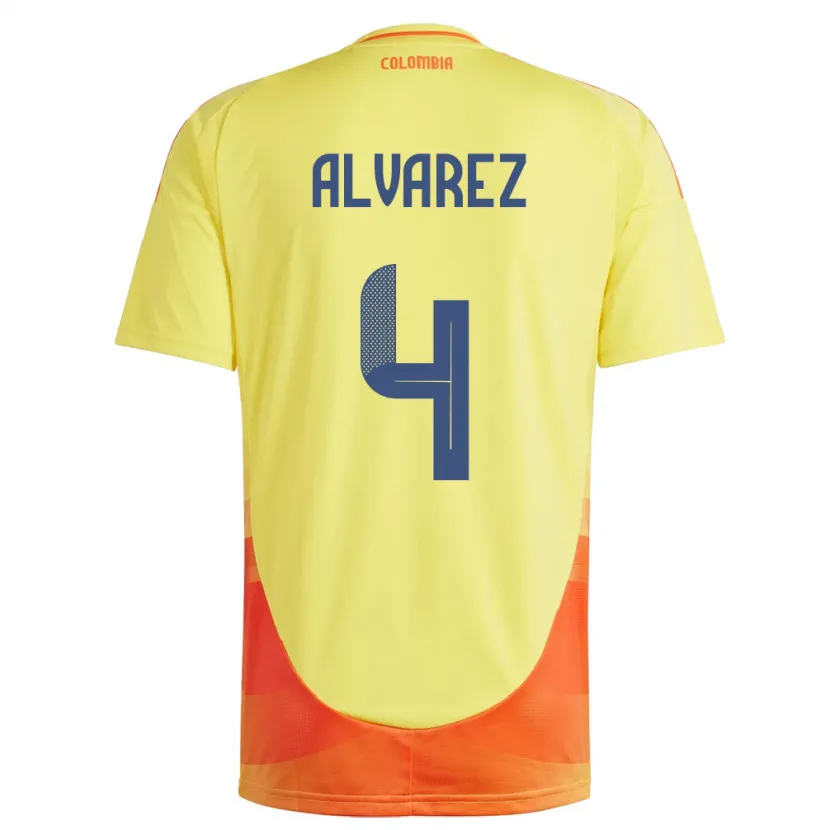 Danxen Män Colombia Fernando Álvarez #4 Gul Hemmatröja Matchtröjor 24-26 Tröjor T-Tröja