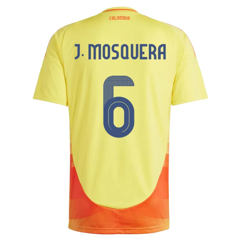 Danxen Män Colombia Juan Mosquera #6 Gul Hemmatröja Matchtröjor 24-26 Tröjor T-Tröja