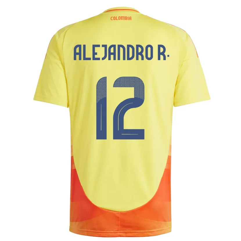 Danxen Män Colombia Alejandro Rodríguez #12 Gul Hemmatröja Matchtröjor 24-26 Tröjor T-Tröja