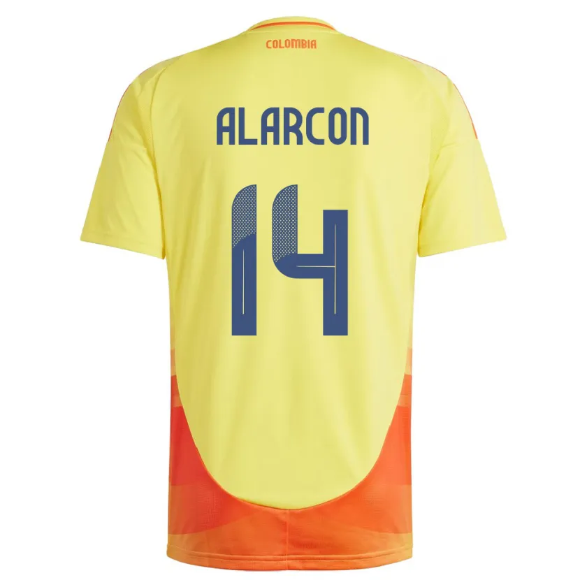Danxen Män Colombia Andrés Alarcón #14 Gul Hemmatröja Matchtröjor 24-26 Tröjor T-Tröja
