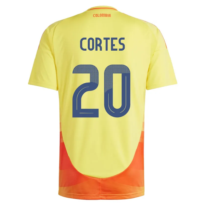 Danxen Män Colombia Óscar Cortés #20 Gul Hemmatröja Matchtröjor 24-26 Tröjor T-Tröja