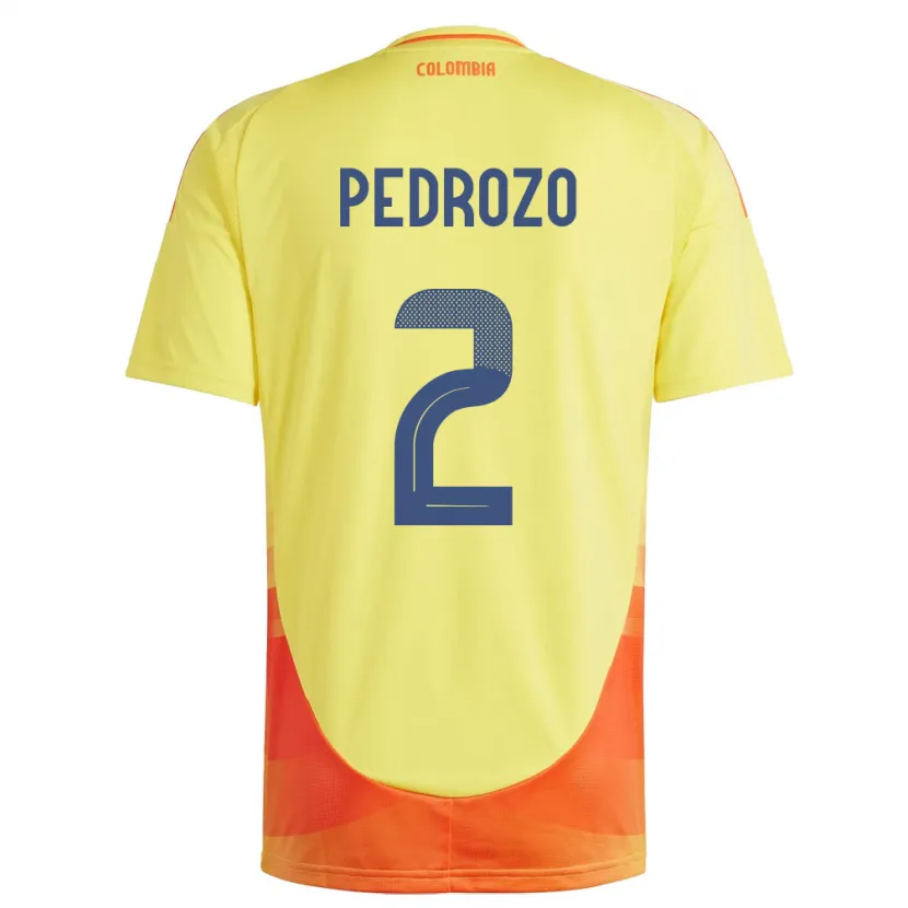 Danxen Män Colombia Daniel Pedrozo #2 Gul Hemmatröja Matchtröjor 24-26 Tröjor T-Tröja