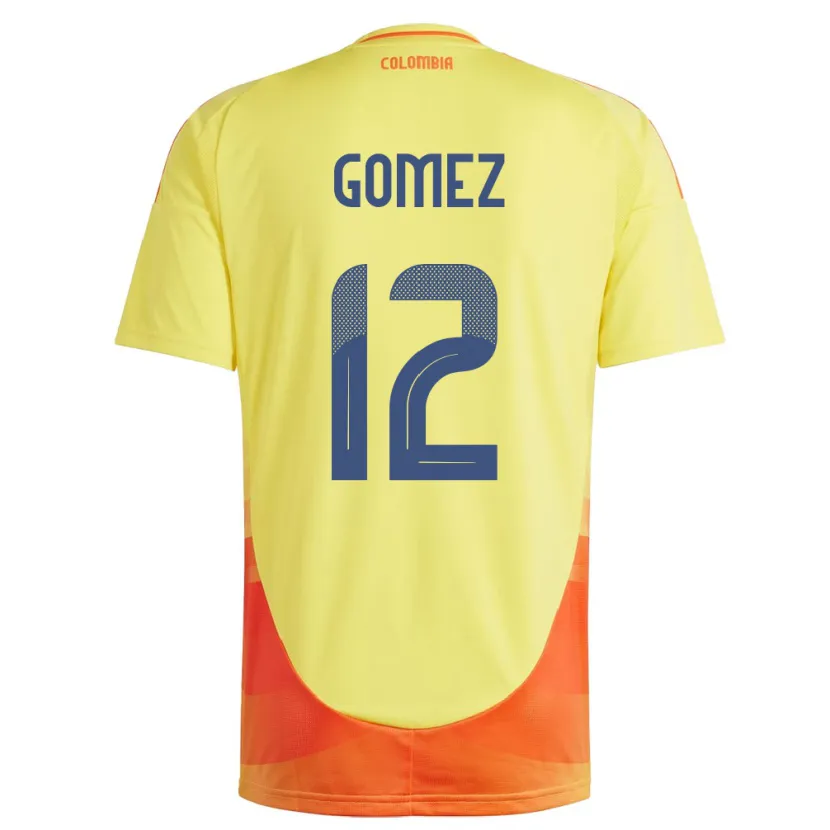 Danxen Män Colombia Juan Gómez #12 Gul Hemmatröja Matchtröjor 24-26 Tröjor T-Tröja