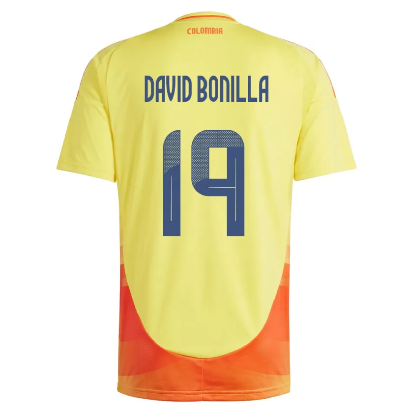 Danxen Män Colombia Juan David Bonilla #19 Gul Hemmatröja Matchtröjor 24-26 Tröjor T-Tröja