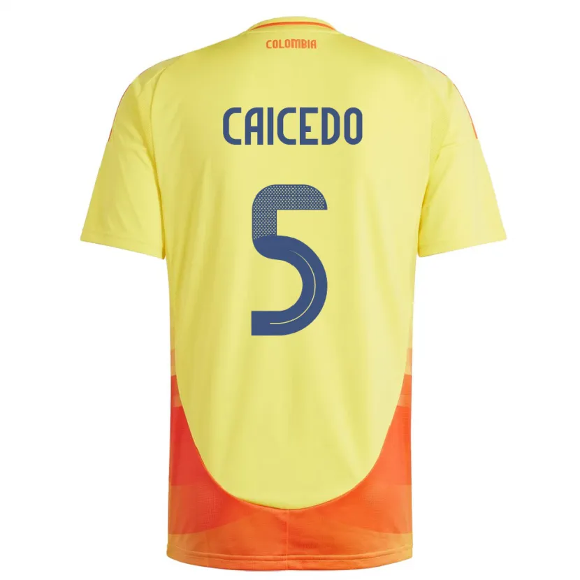 Danxen Män Colombia Kelly Caicedo #5 Gul Hemmatröja Matchtröjor 24-26 Tröjor T-Tröja