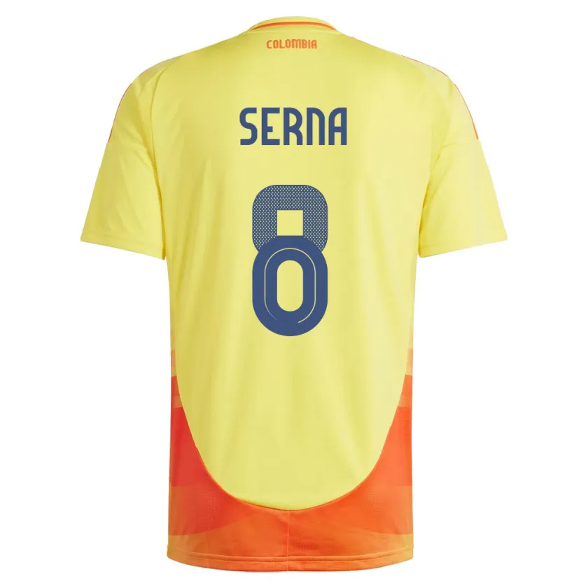 Danxen Män Colombia Liced Serna #8 Gul Hemmatröja Matchtröjor 24-26 Tröjor T-Tröja