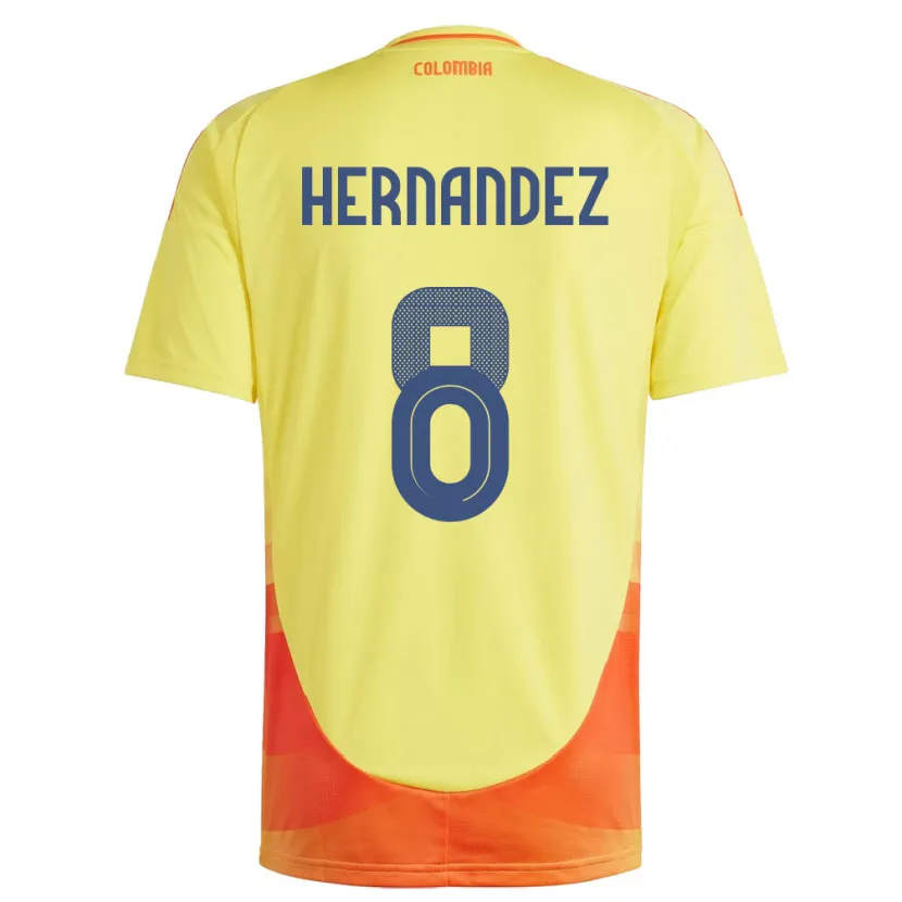 Danxen Män Colombia Natalia Hernández #8 Gul Hemmatröja Matchtröjor 24-26 Tröjor T-Tröja