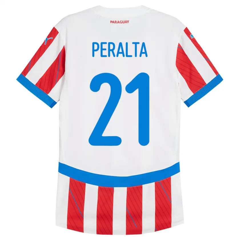 Danxen Män Paraguay Fabrizio Peralta #21 Vit Röd Hemmatröja Matchtröjor 24-26 Tröjor T-Tröja