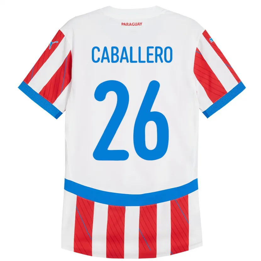 Danxen Män Paraguay Hernesto Caballero #26 Vit Röd Hemmatröja Matchtröjor 24-26 Tröjor T-Tröja