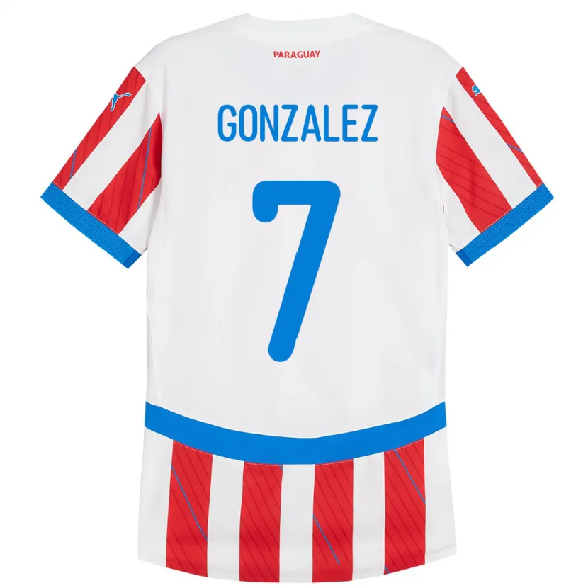 Danxen Män Paraguay Diego González #7 Vit Röd Hemmatröja Matchtröjor 24-26 Tröjor T-Tröja