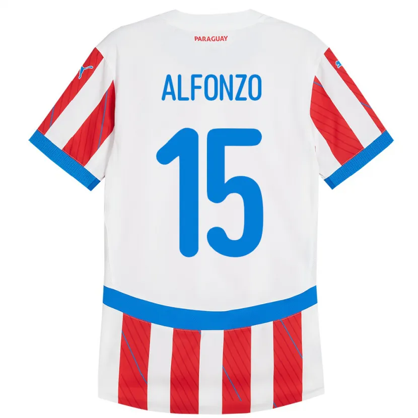 Danxen Män Paraguay Axel Alfonzo #15 Vit Röd Hemmatröja Matchtröjor 24-26 Tröjor T-Tröja