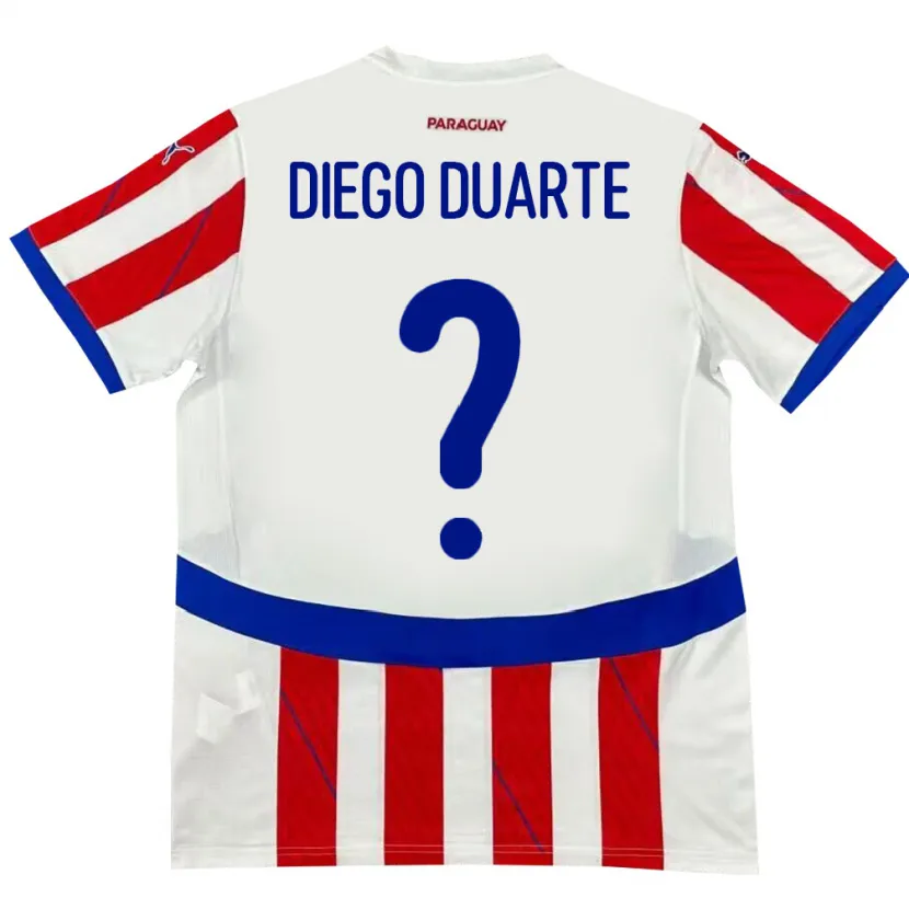 Danxen Män Paraguay Diego Duarte #0 Vit Röd Hemmatröja Matchtröjor 24-26 Tröjor T-Tröja