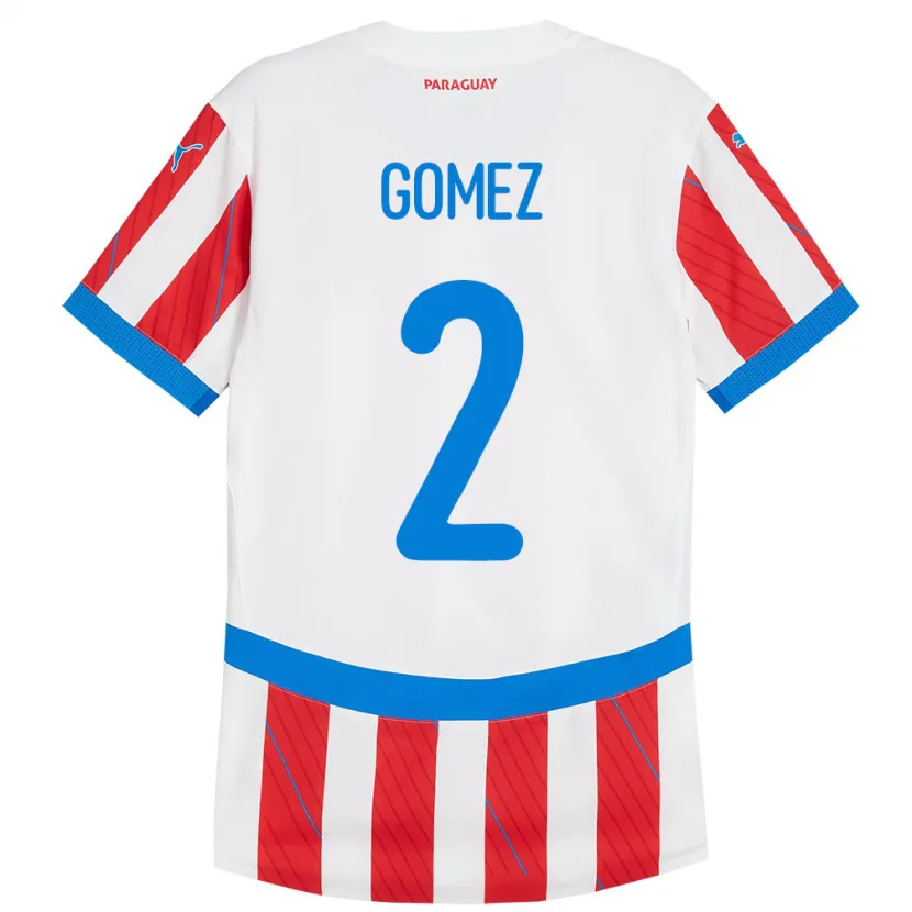 Danxen Män Paraguay Rodrigo Gómez #2 Vit Röd Hemmatröja Matchtröjor 24-26 Tröjor T-Tröja