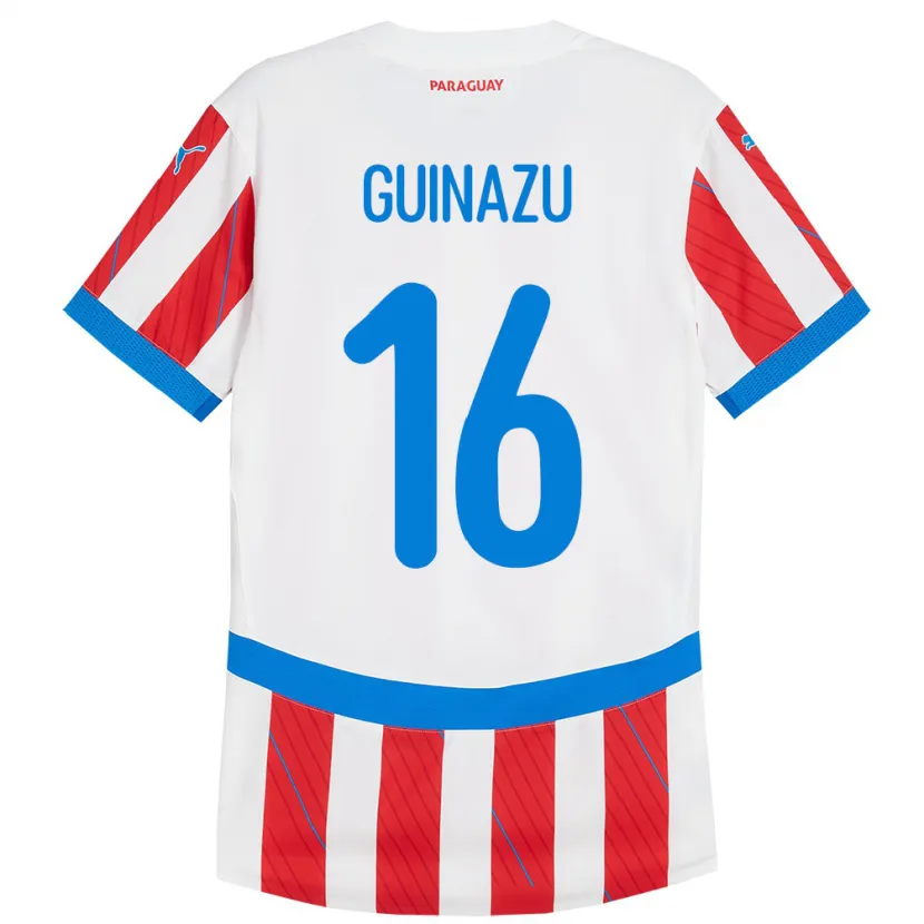 Danxen Män Paraguay Lucas Guiñazú #16 Vit Röd Hemmatröja Matchtröjor 24-26 Tröjor T-Tröja