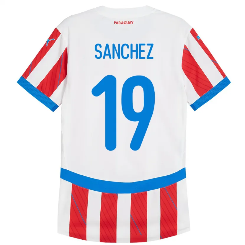 Danxen Män Paraguay Juan Sánchez #19 Vit Röd Hemmatröja Matchtröjor 24-26 Tröjor T-Tröja