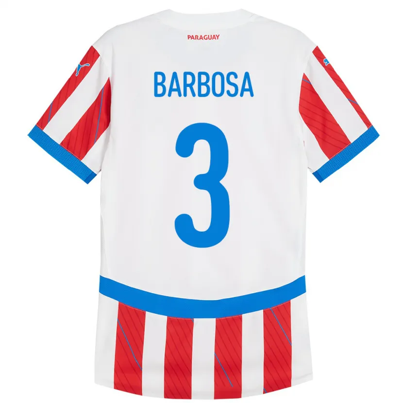 Danxen Män Paraguay Camila Barbosa #3 Vit Röd Hemmatröja Matchtröjor 24-26 Tröjor T-Tröja