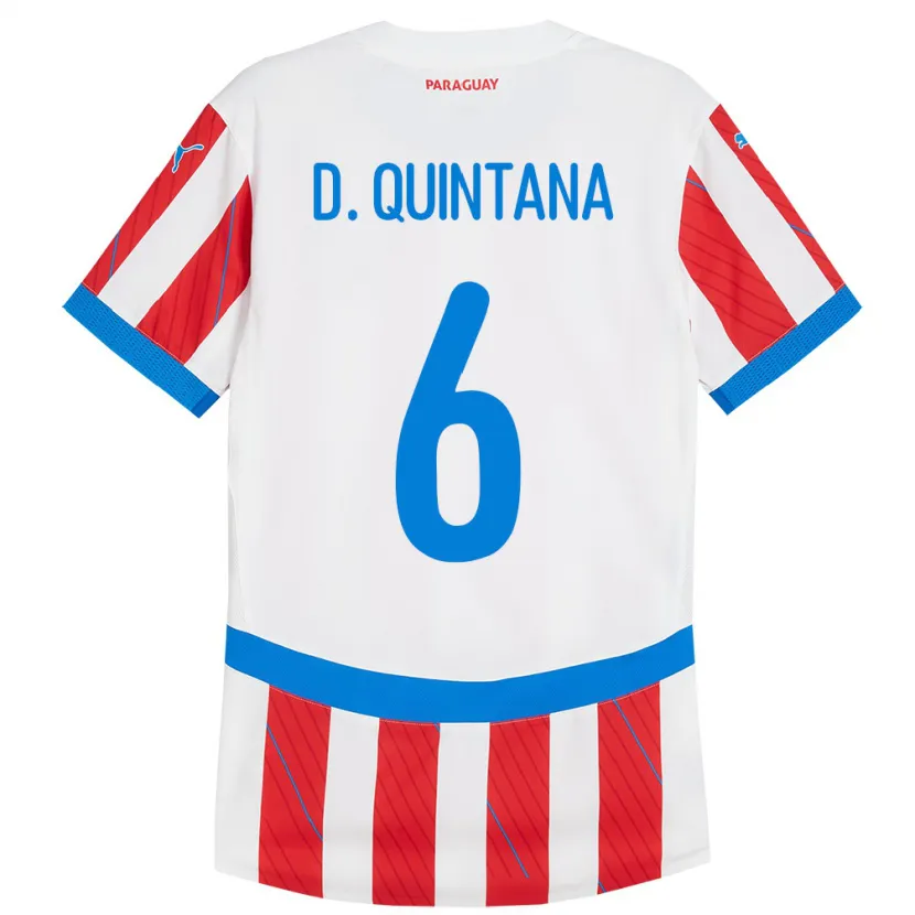 Danxen Män Paraguay Dulce Quintana #6 Vit Röd Hemmatröja Matchtröjor 24-26 Tröjor T-Tröja