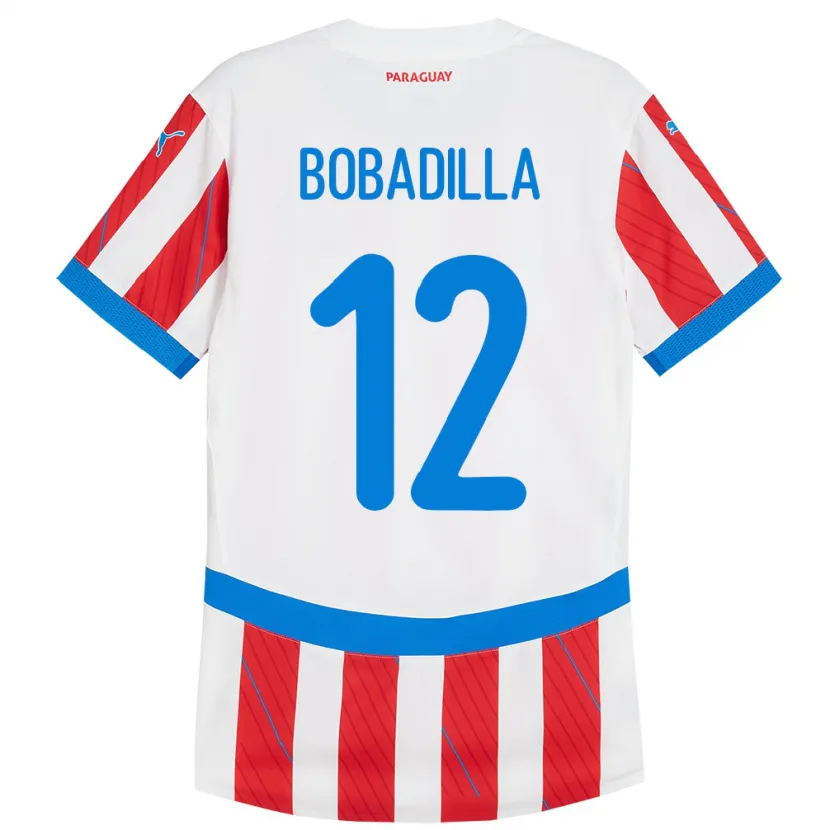 Danxen Män Paraguay Alicia Bobadilla #12 Vit Röd Hemmatröja Matchtröjor 24-26 Tröjor T-Tröja