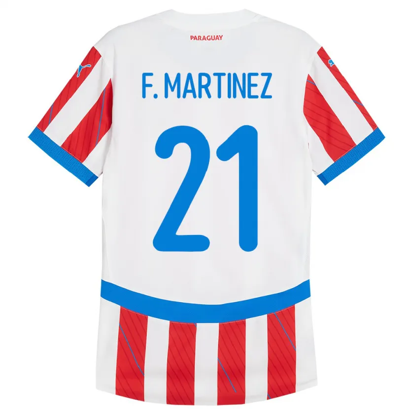 Danxen Män Paraguay Fiorela Martínez #21 Vit Röd Hemmatröja Matchtröjor 24-26 Tröjor T-Tröja