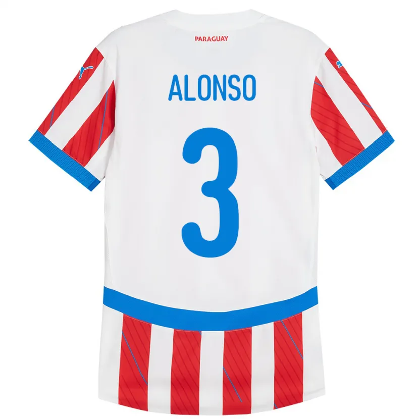 Danxen Män Paraguay Lorena Alonso #3 Vit Röd Hemmatröja Matchtröjor 24-26 Tröjor T-Tröja