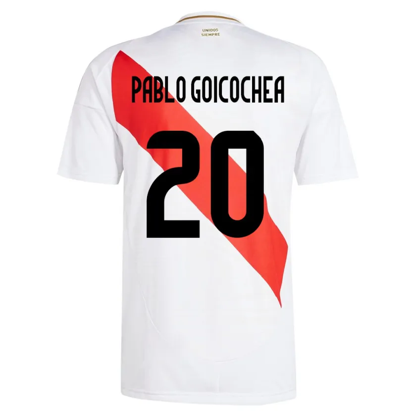 Danxen Män Peru Juan Pablo Goicochea #20 Vit Hemmatröja Matchtröjor 24-26 Tröjor T-Tröja