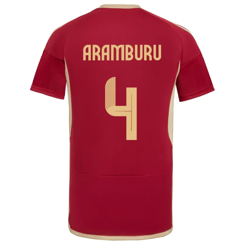 Danxen Män Venezuela Jon Aramburu #4 Bourgogne Hemmatröja Matchtröjor 24-26 Tröjor T-Tröja