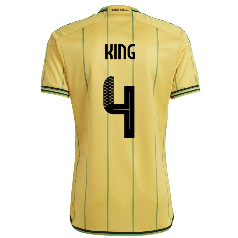 Danxen Män Jamaica Richard King #4 Gul Hemmatröja Matchtröjor 24-26 Tröjor T-Tröja