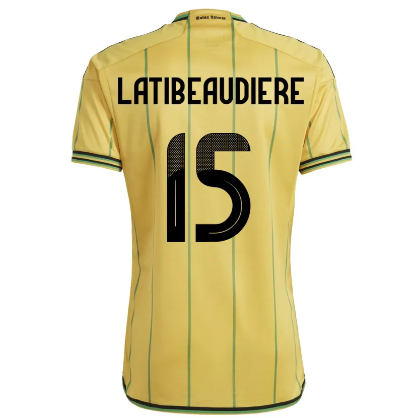 Danxen Män Jamaica Joel Latibeaudiere #15 Gul Hemmatröja Matchtröjor 24-26 Tröjor T-Tröja
