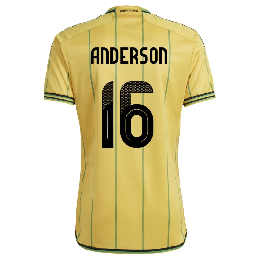Danxen Män Jamaica Karoy Anderson #16 Gul Hemmatröja Matchtröjor 24-26 Tröjor T-Tröja