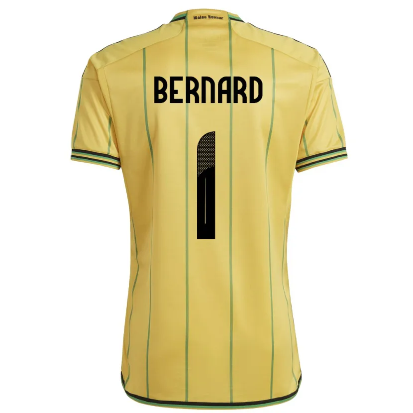 Danxen Män Jamaica Akeem Bernard #1 Gul Hemmatröja Matchtröjor 24-26 Tröjor T-Tröja