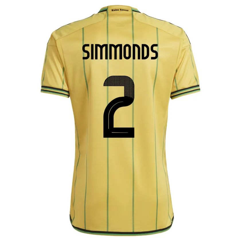 Danxen Män Jamaica Nicholas Simmonds #2 Gul Hemmatröja Matchtröjor 24-26 Tröjor T-Tröja