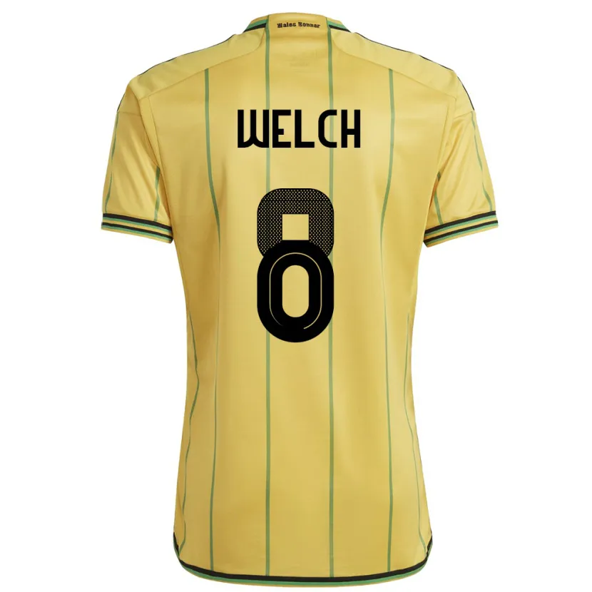 Danxen Män Jamaica Makai Welch #8 Gul Hemmatröja Matchtröjor 24-26 Tröjor T-Tröja