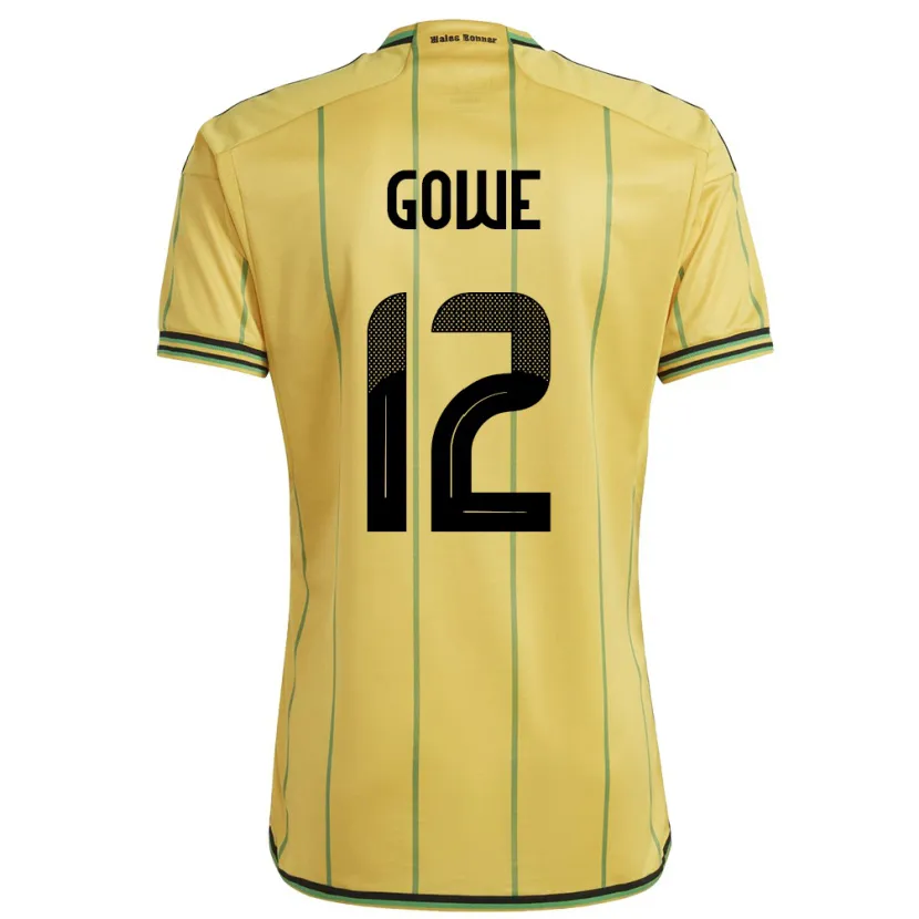 Danxen Män Jamaica Tyrese Gowe #12 Gul Hemmatröja Matchtröjor 24-26 Tröjor T-Tröja