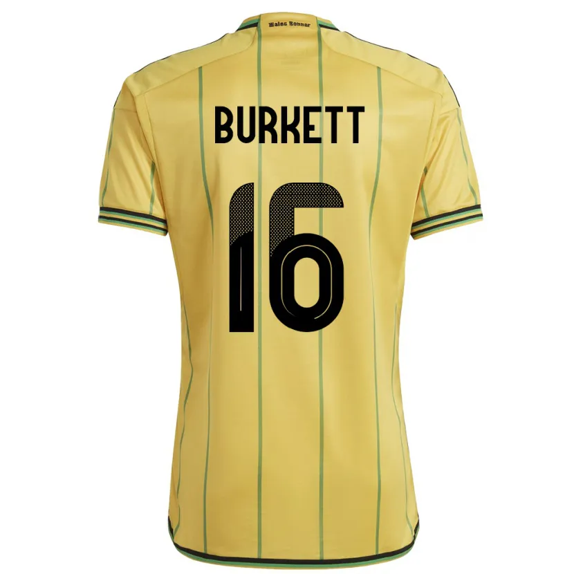 Danxen Män Jamaica Brian Burkett #16 Gul Hemmatröja Matchtröjor 24-26 Tröjor T-Tröja