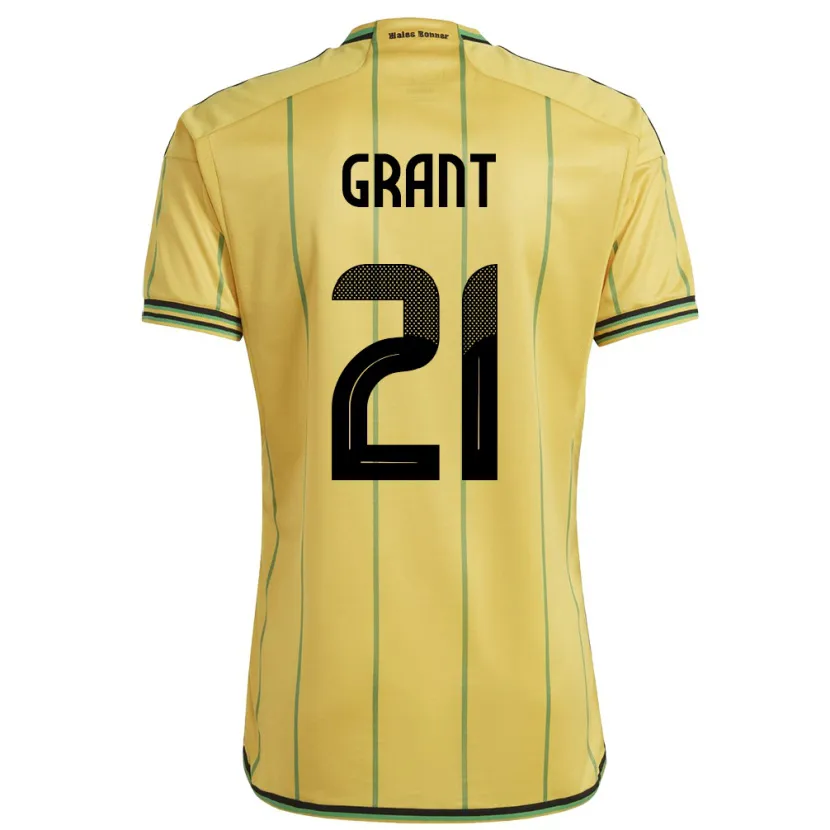 Danxen Män Jamaica Joshua Grant #21 Gul Hemmatröja Matchtröjor 24-26 Tröjor T-Tröja