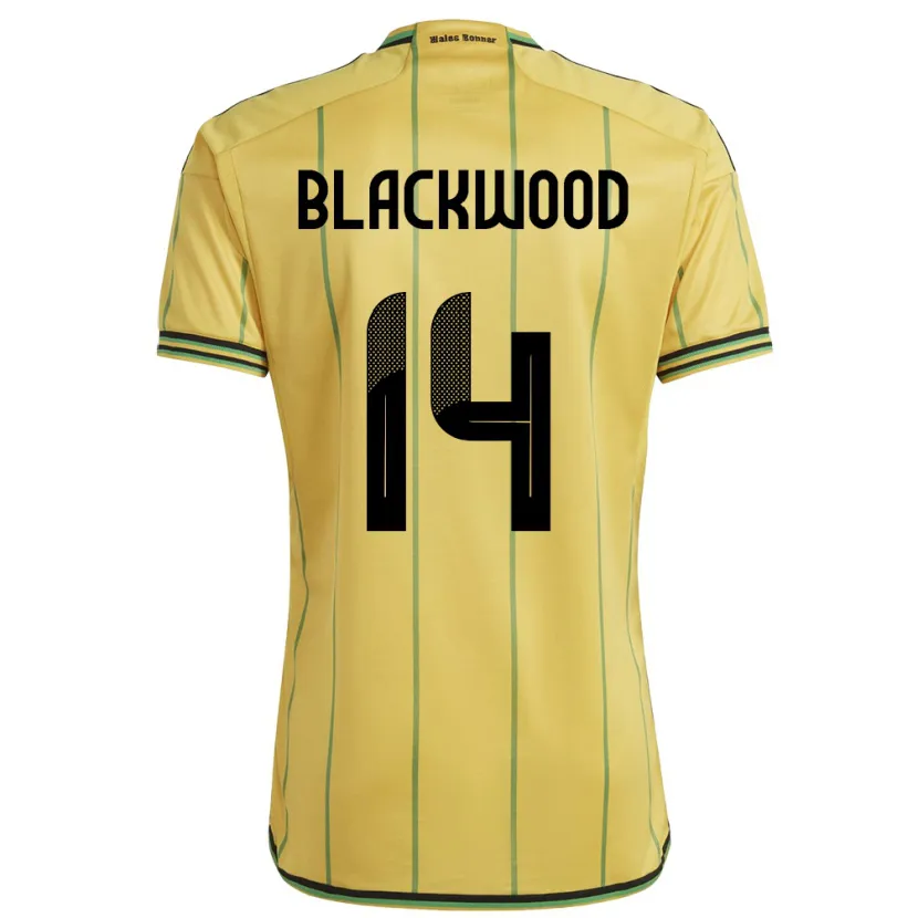 Danxen Män Jamaica Deneisha Blackwood #14 Gul Hemmatröja Matchtröjor 24-26 Tröjor T-Tröja