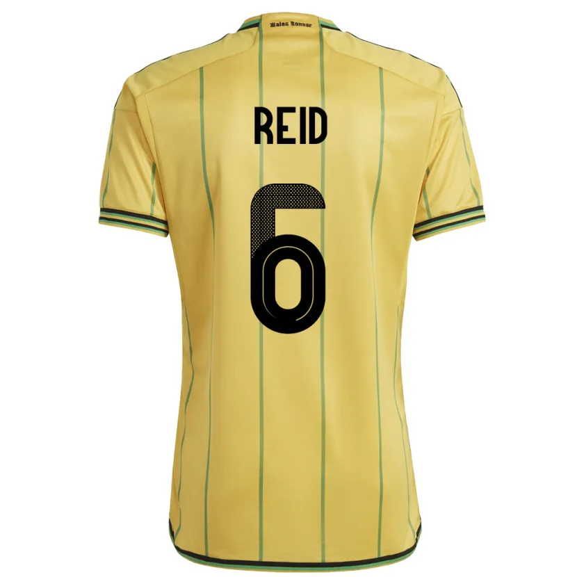 Danxen Män Jamaica Lauren Reid #6 Gul Hemmatröja Matchtröjor 24-26 Tröjor T-Tröja