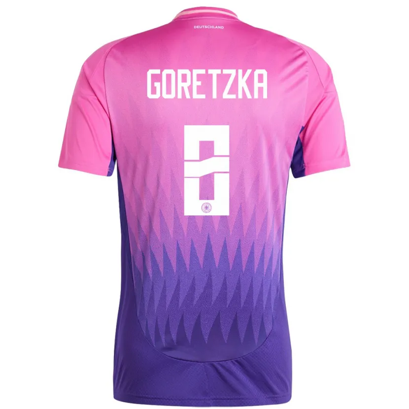 Danxen Män Tyskland Leon Goretzka #8 Rosa Lila Bortatröja Matchtröjor 24-26 Tröjor T-Tröja