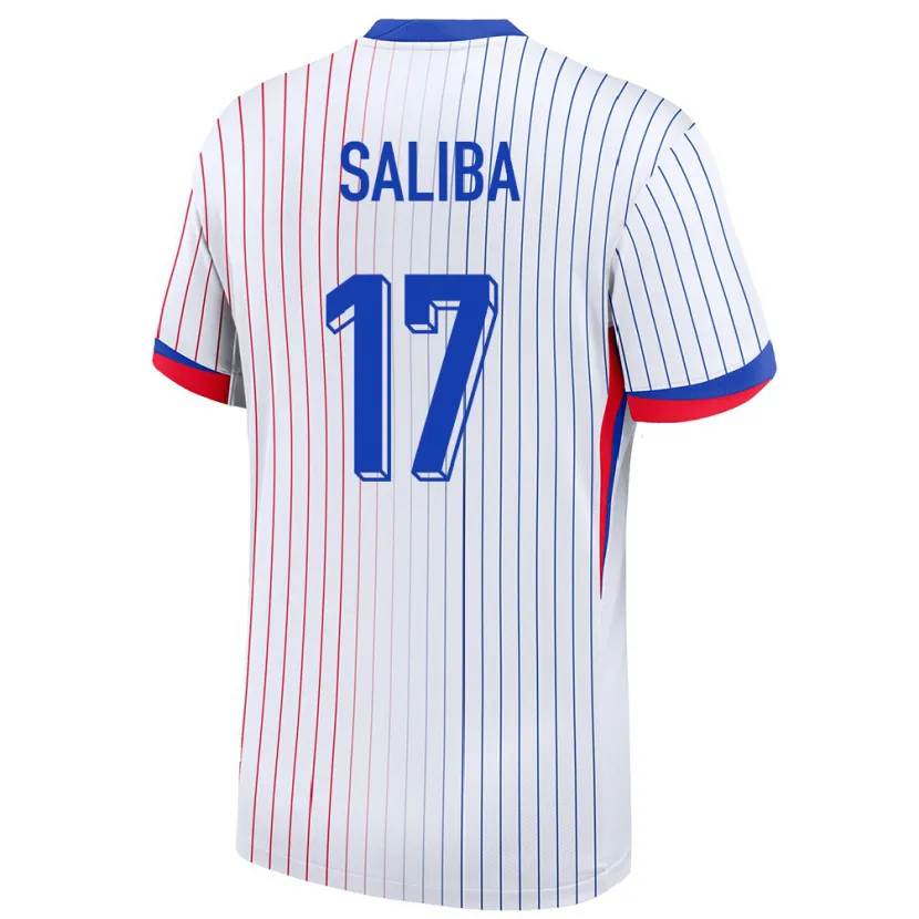 Danxen Män Frankrike William Saliba #17 Vit Bortatröja Matchtröjor 24-26 Tröjor T-Tröja
