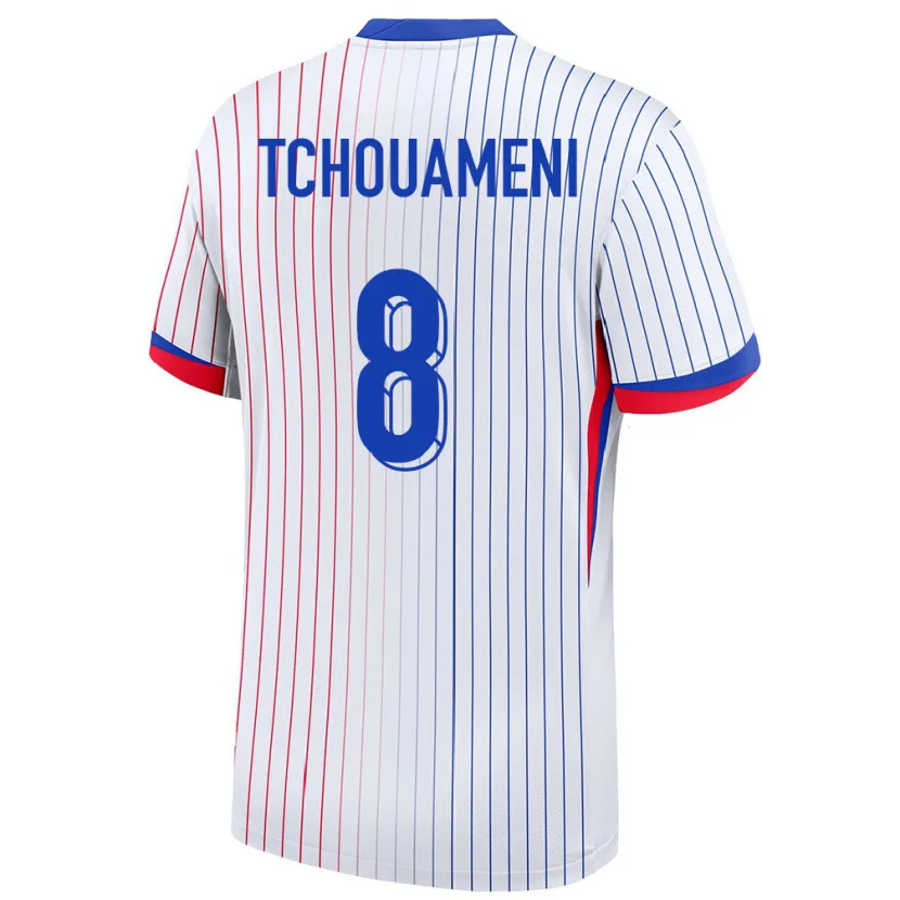 Danxen Män Frankrike Aurelien Tchouameni #8 Vit Bortatröja Matchtröjor 24-26 Tröjor T-Tröja