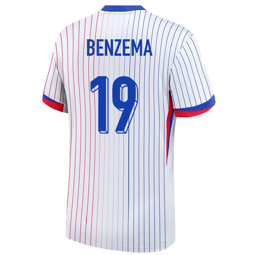 Danxen Män Frankrike Karim Benzema #19 Vit Bortatröja Matchtröjor 24-26 Tröjor T-Tröja