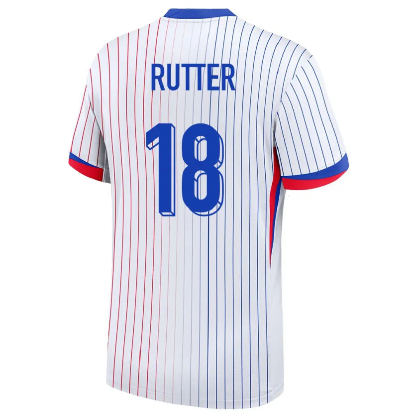 Danxen Män Frankrike Georginio Rutter #18 Vit Bortatröja Matchtröjor 24-26 Tröjor T-Tröja