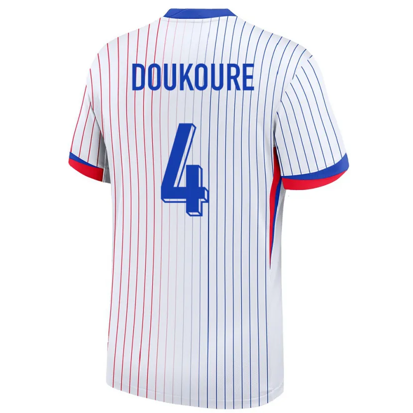 Danxen Män Frankrike Ismael Doukoure #4 Vit Bortatröja Matchtröjor 24-26 Tröjor T-Tröja