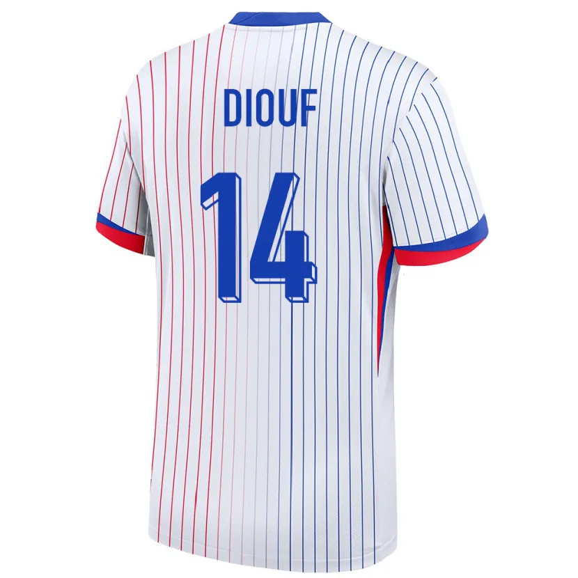 Danxen Män Frankrike Andy Diouf #14 Vit Bortatröja Matchtröjor 24-26 Tröjor T-Tröja